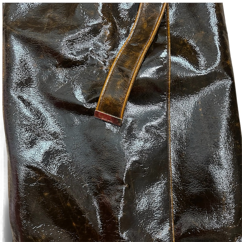 Brandon Maxwell Evelyn Mahogany Brown Maxi Wrap Skirt with Slit - Picture 9 of 12